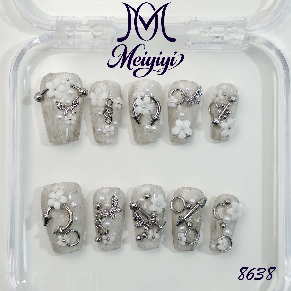 8638-MYY's designer original high-end design customized luxury hand-painted wearable nail art