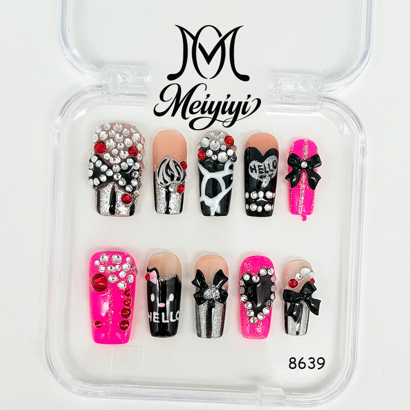 8639-MYY's designer original high-end design customized luxury hand-painted wearable nail art