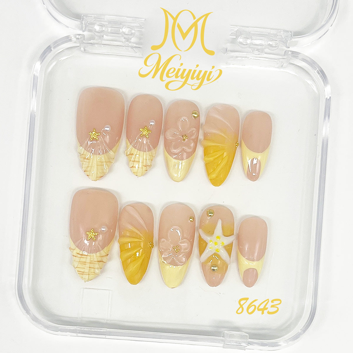 8643-MYY's designer original high-end design customized luxury hand-painted wearable nail art