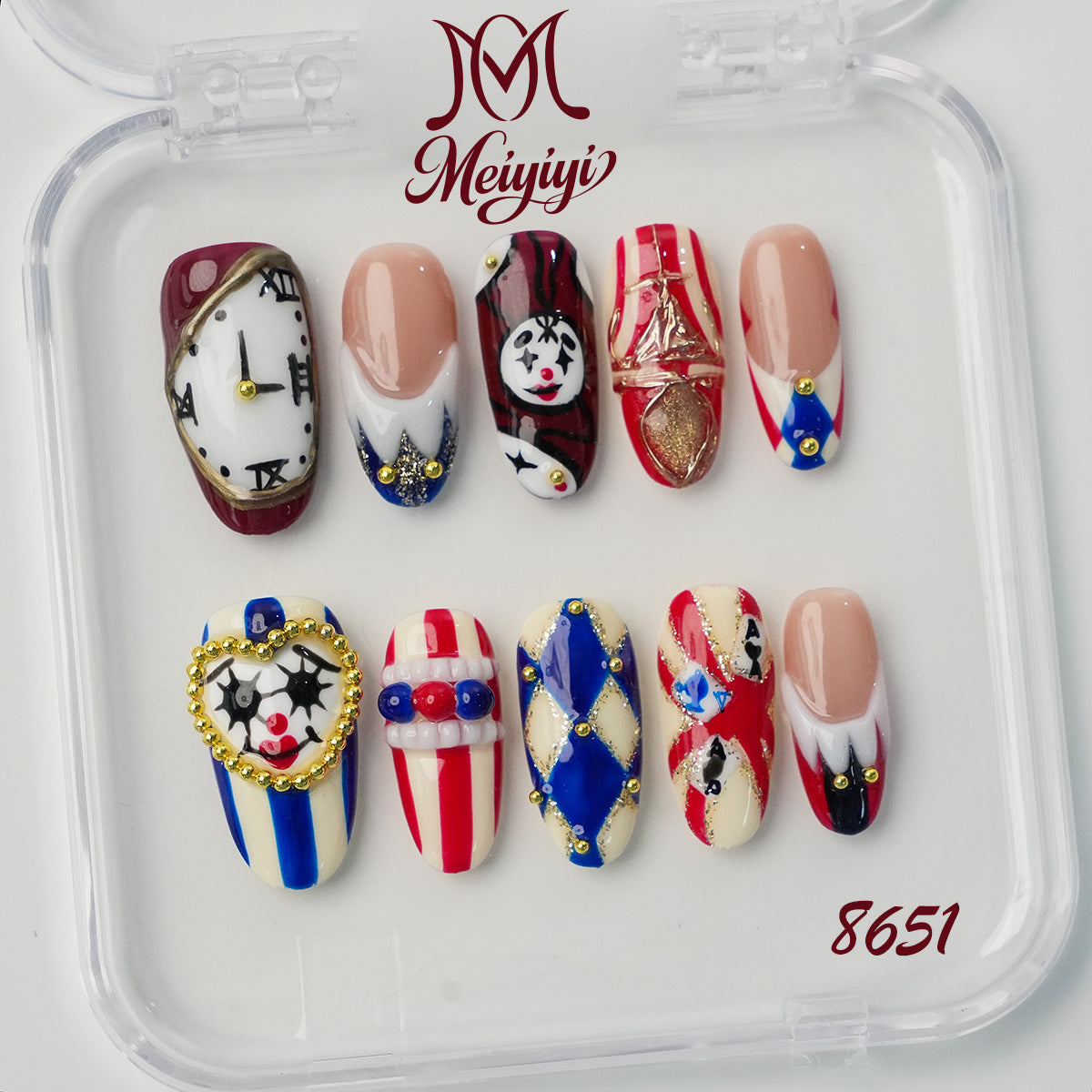 8651-MYY's designer original high-end design customized luxury hand-painted wearable nail art