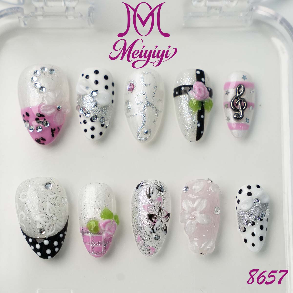8657-MYY's designer original high-end design customized luxury hand-painted wearable nail art