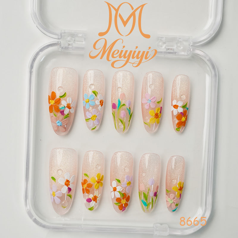 8665-MYY's designer original high-end design customized luxury hand-painted wearable nail art