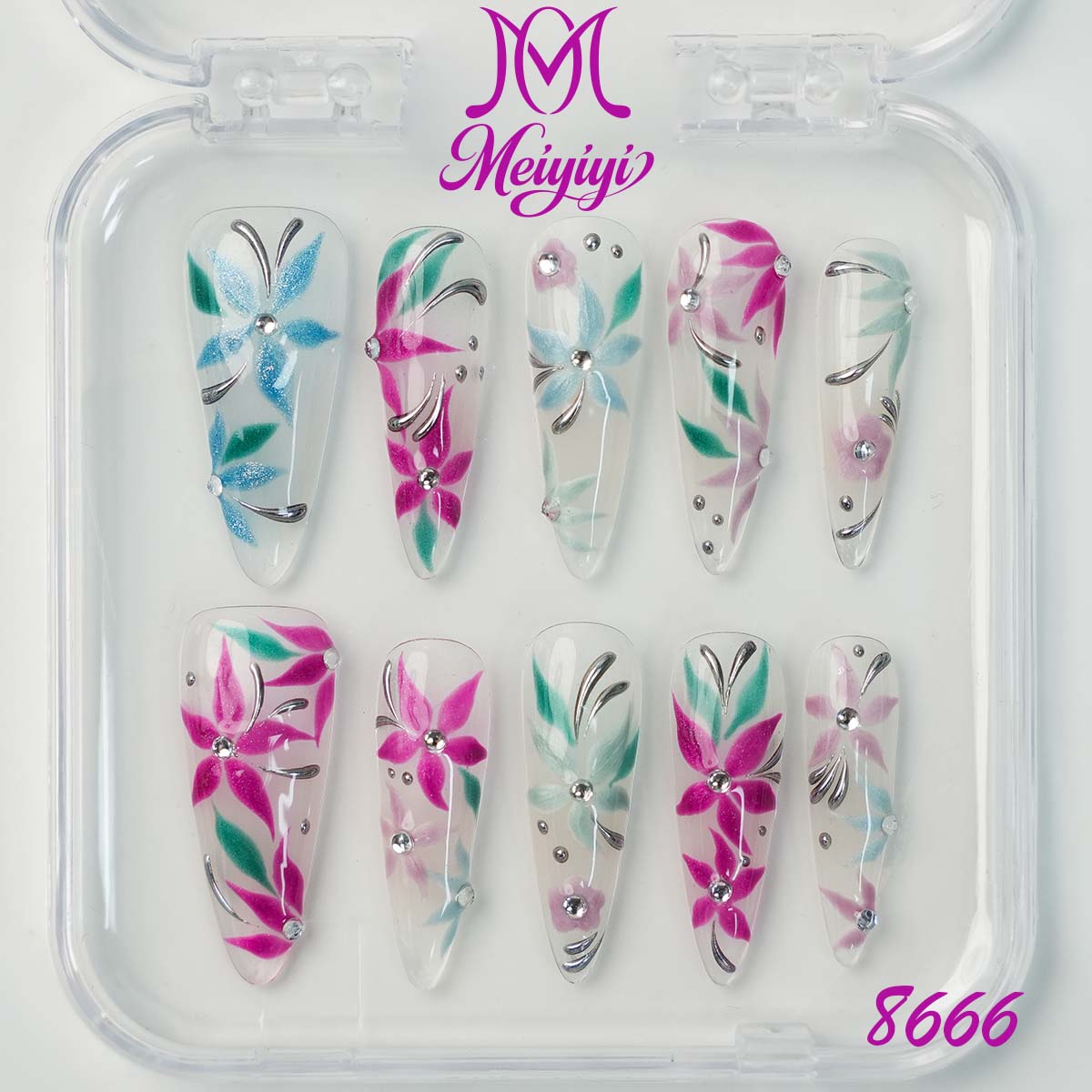 8666-MYY's designer original high-end design customized luxury hand-painted wearable nail art