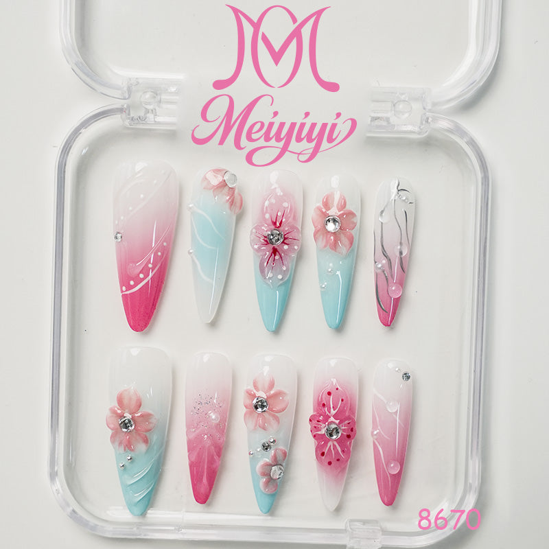 8670-MYY's designer original high-end design customized luxury hand-painted wearable nail art