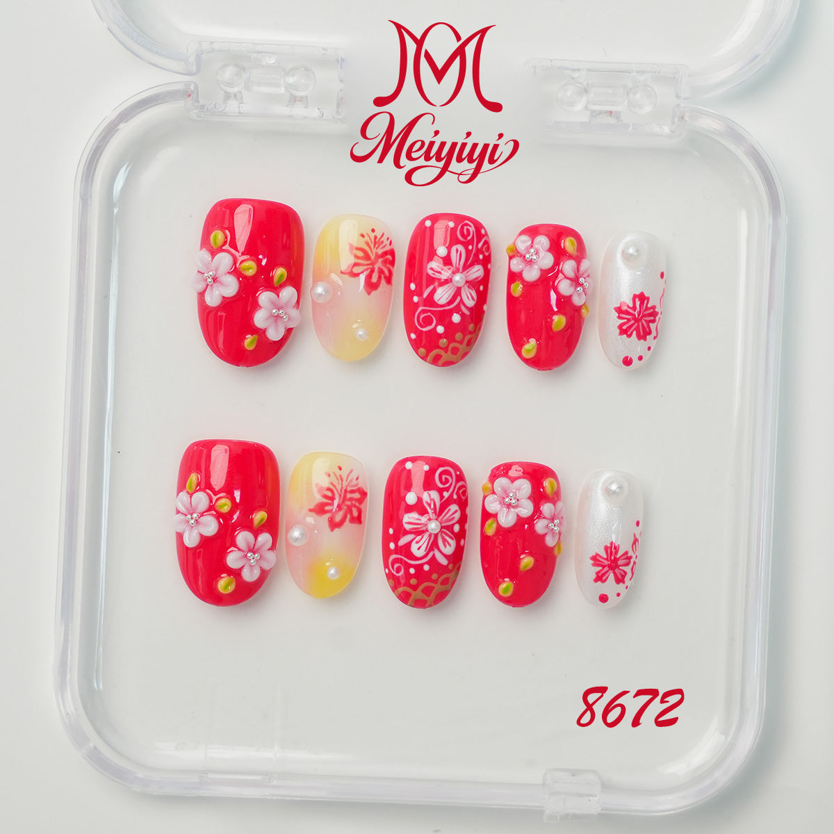 8672-MYY's designer original high-end design customized luxury hand-painted wearable nail art