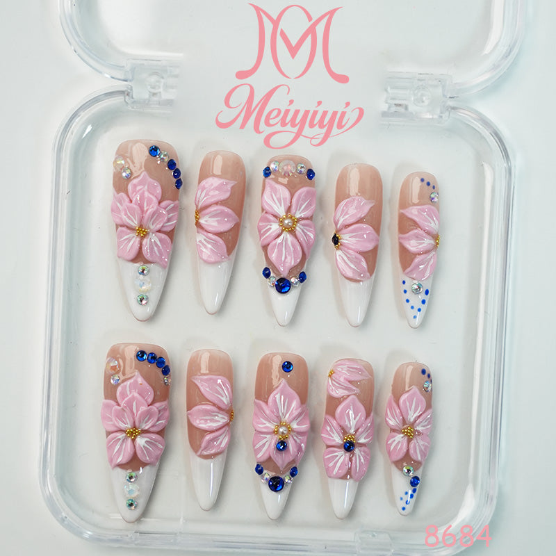 8684-MYY's designer original high-end design customized luxury hand-painted wearable nail art