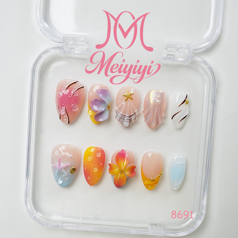8691-MYY's designer original high-end design customized luxury hand-painted wearable nail art