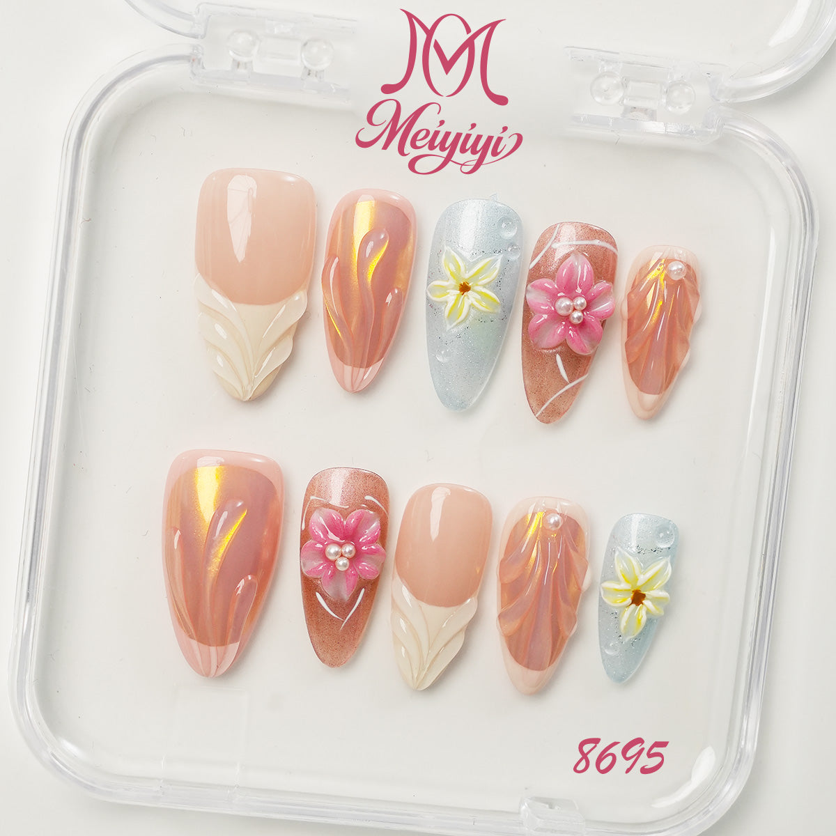 8695-MYY's designer original high-end design customized luxury hand-painted wearable nail art