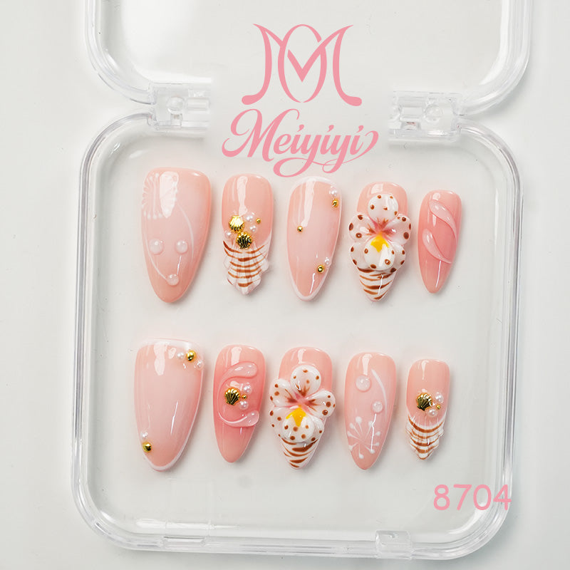 8704-MYY's designer original high-end design customized luxury hand-painted wearable nail art
