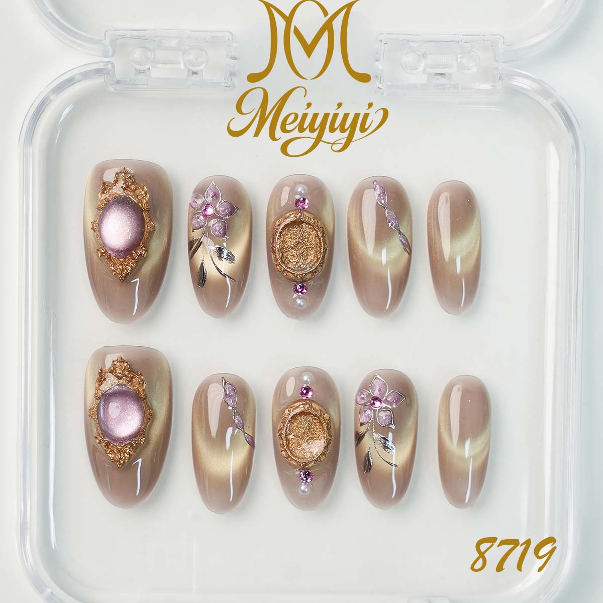8719-MYY's designer original high-end design customized luxury hand-painted wearable nail art