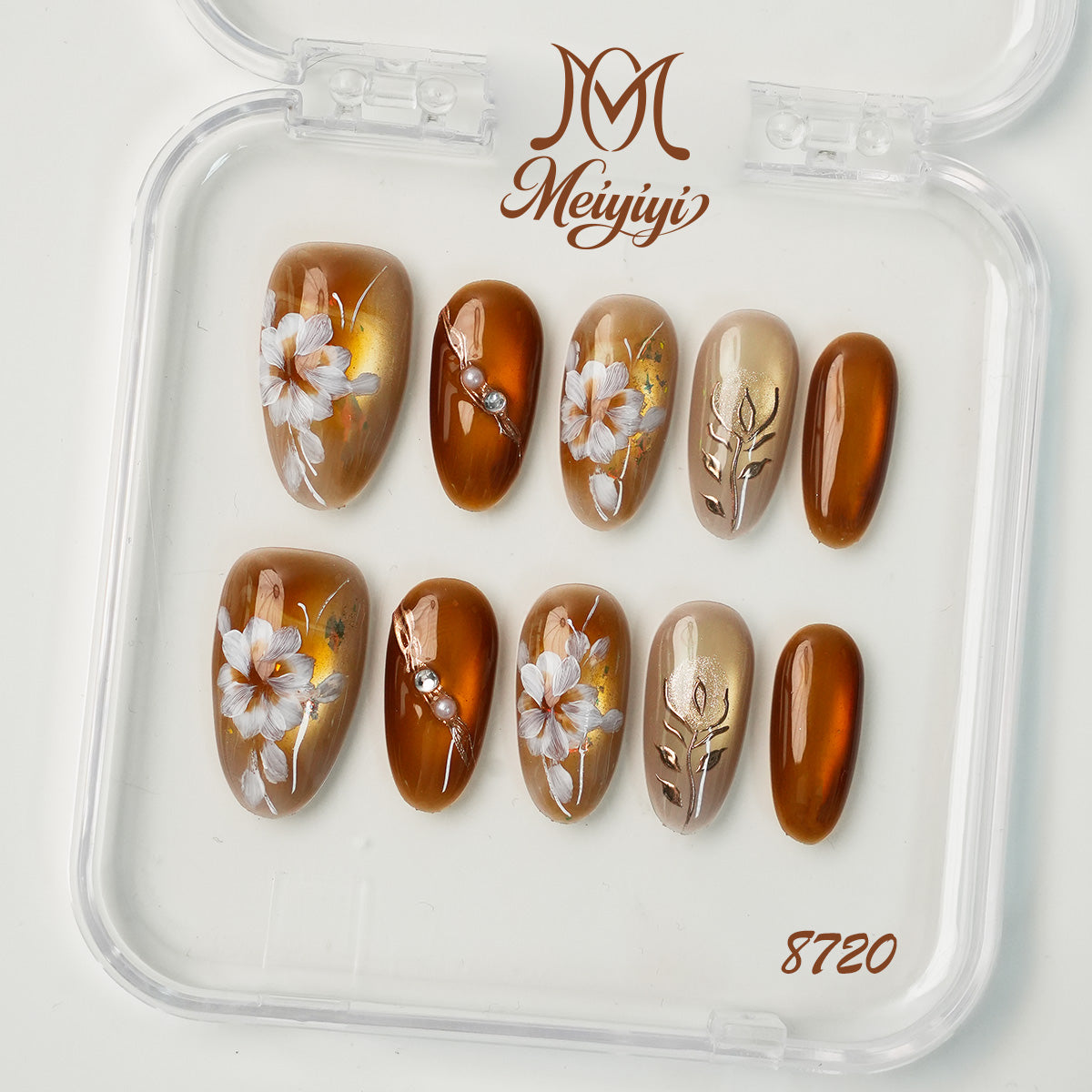 8720-MYY's designer original high-end design customized luxury hand-painted wearable nail art