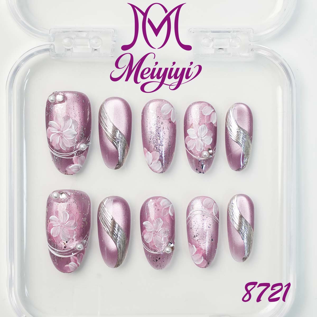 8721-MYY's designer original high-end design customized luxury hand-painted wearable nail art