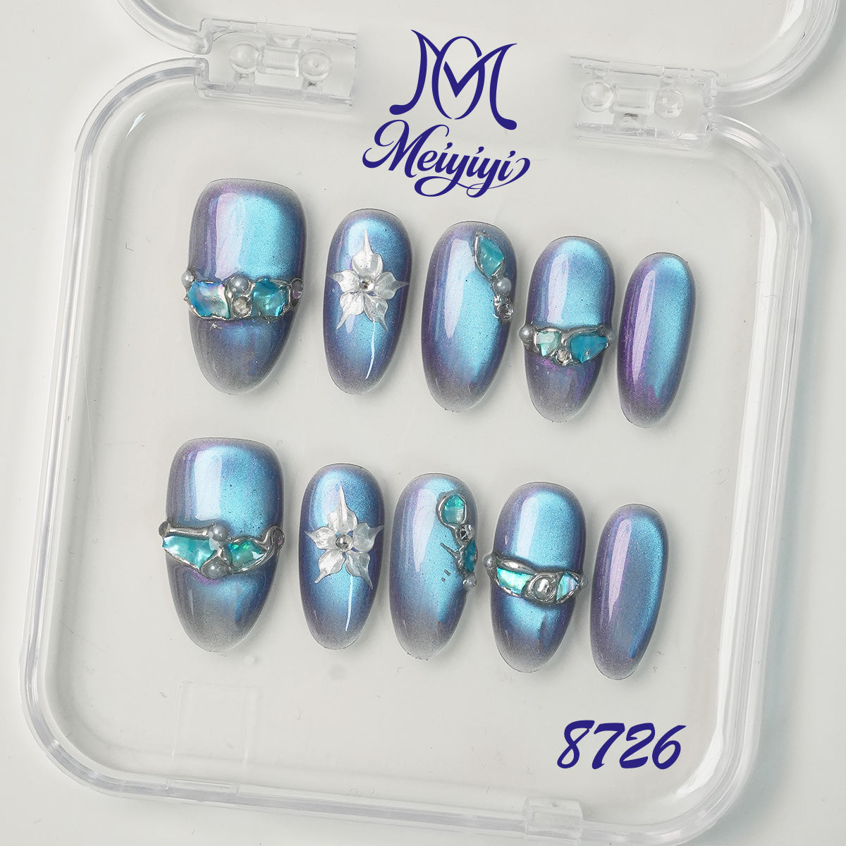 8726-MYY's designer original high-end design customized luxury hand-painted wearable nail art