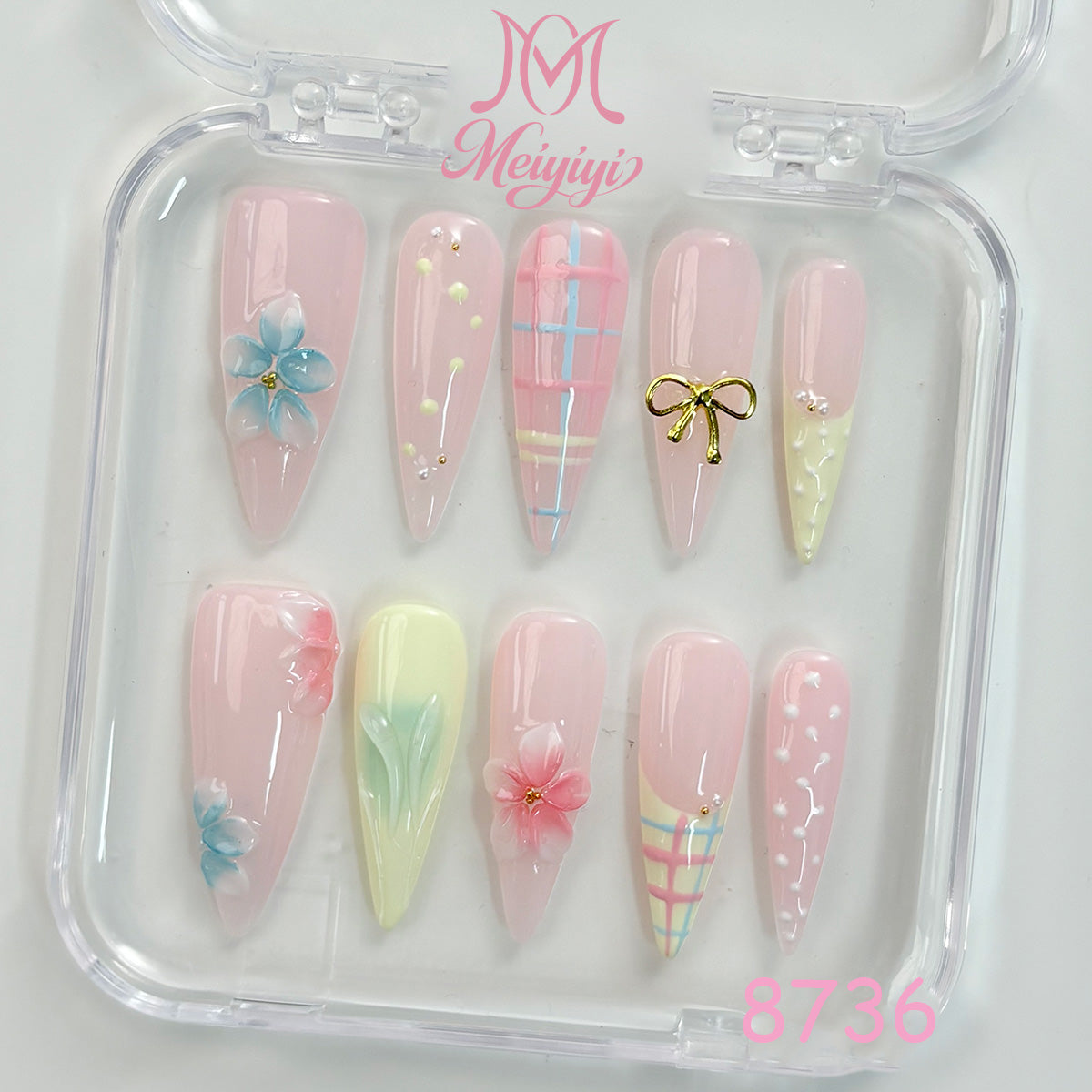 8736-MYY's designer original high-end design customized luxury hand-painted wearable nail art
