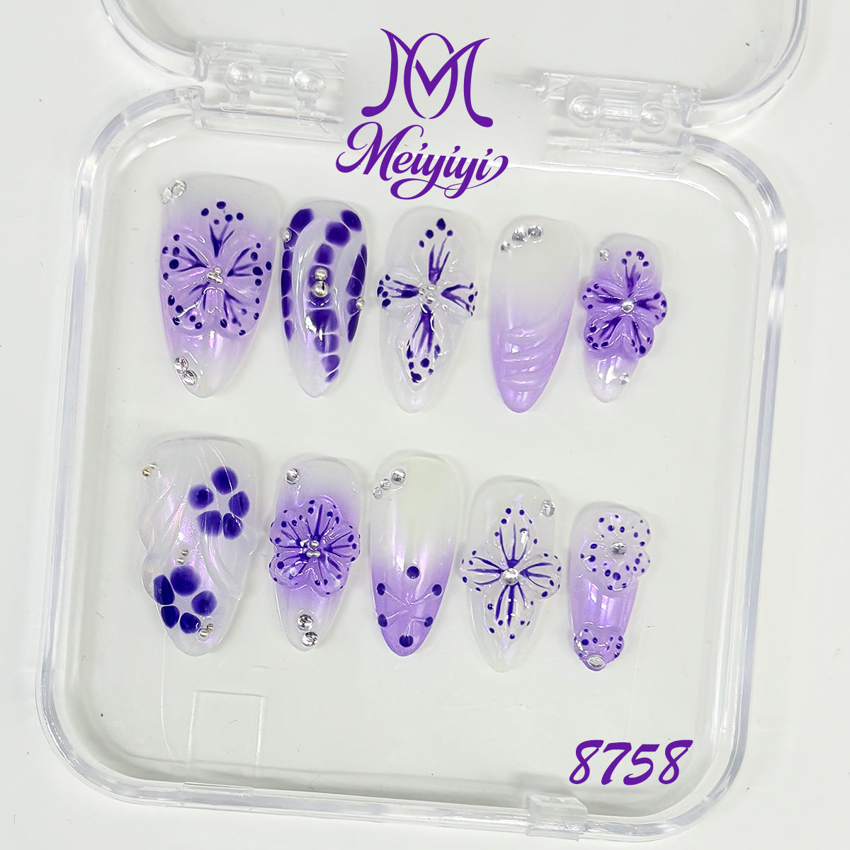 8758-MYY's designer original high-end design customized luxury hand-painted wearable nail art