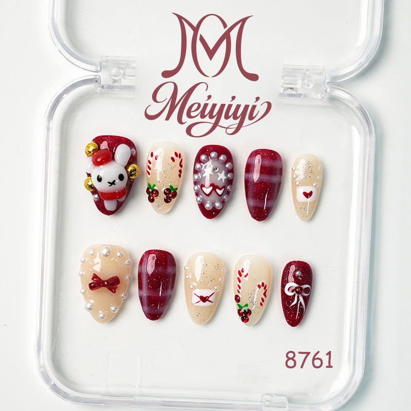 8761-MYY's designer original high-end design customized luxury hand-painted wearable nail art