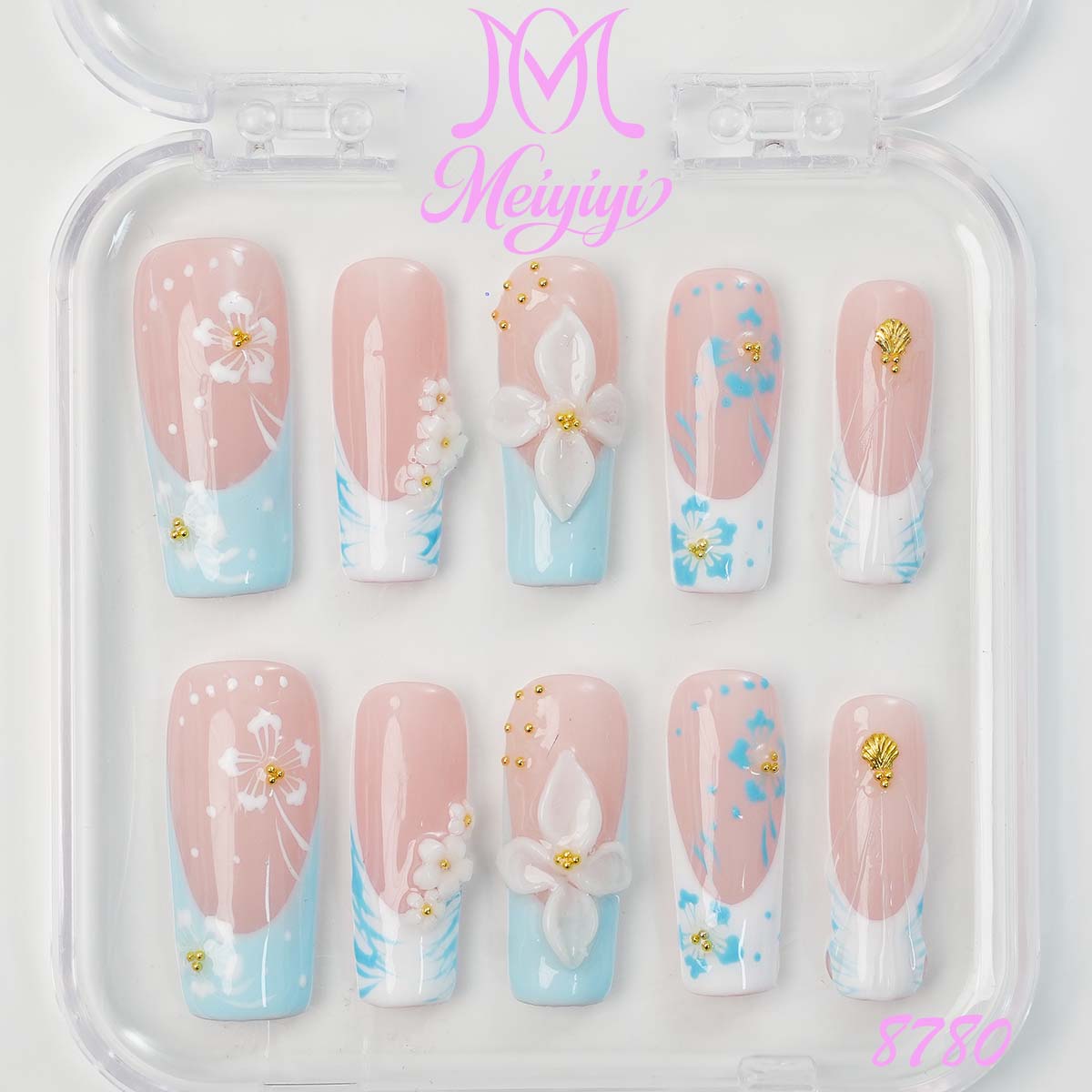 8780-MYY's designer original high-end design customized luxury hand-painted wearable nail art