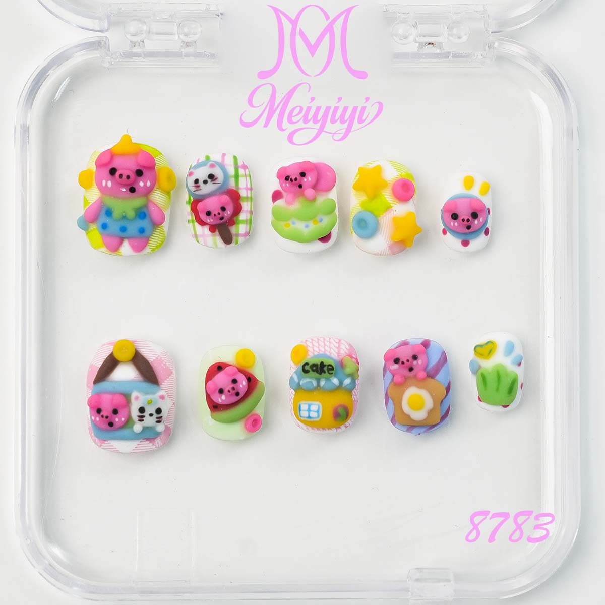 8783-MYY's designer original high-end design customized luxury hand-painted wearable nail art