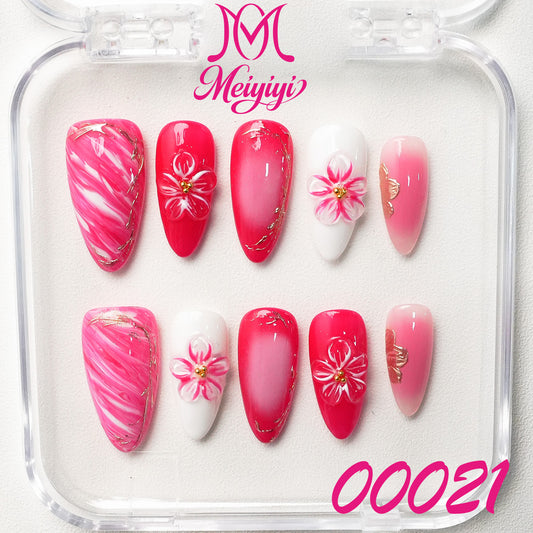 00021-MYY's designer original high-end design customized luxury hand-painted wearable nail art