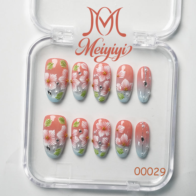 00029-MYY's designer original high-end design customized luxury hand-painted wearable nail art