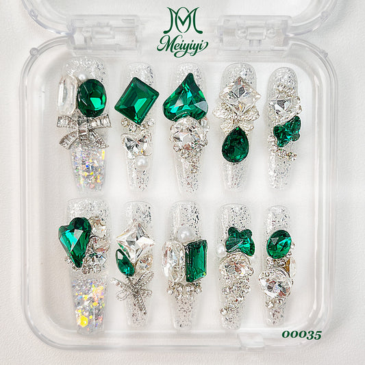 00035-MYY's designer original high-end design customized luxury hand-painted wearable nail art