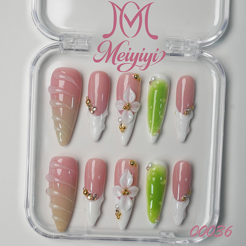 00036-MYY's designer original high-end design customized luxury hand-painted wearable nail art