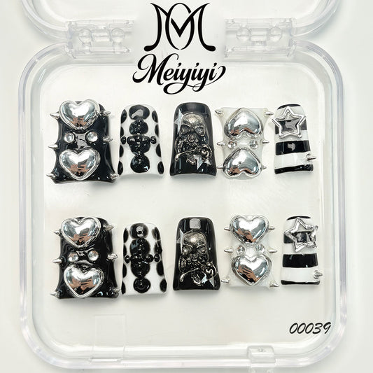00039-MYY's designer original high-end design customized luxury hand-painted wearable nail art