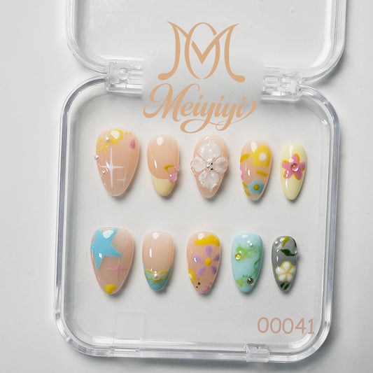 00041-MYY's designer original high-end design customized luxury hand-painted wearable nail art