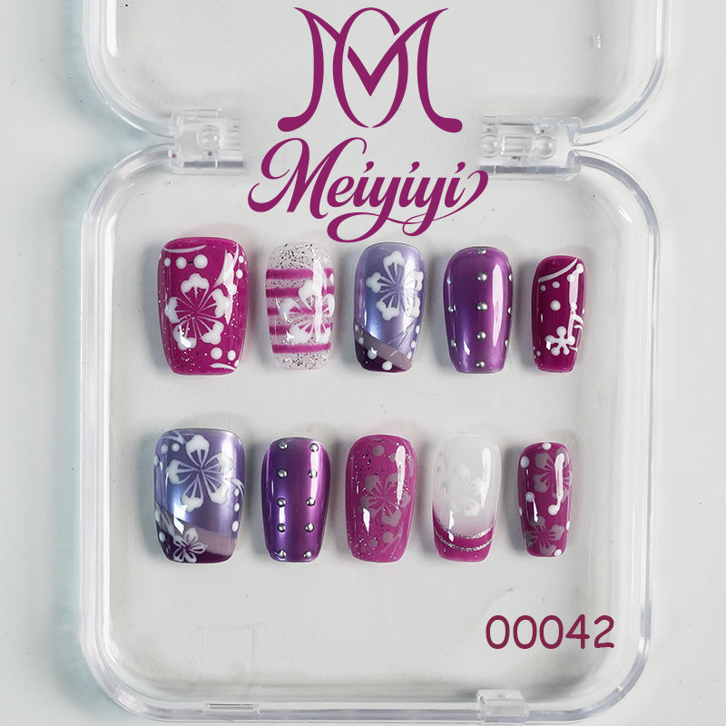 00042-MYY's designer original high-end design customized luxury hand-painted wearable nail art