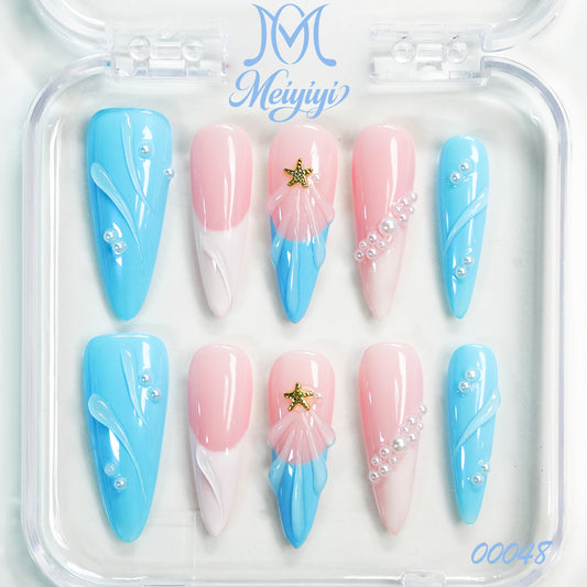 00048-MYY's designer original high-end design customized luxury hand-painted wearable nail art