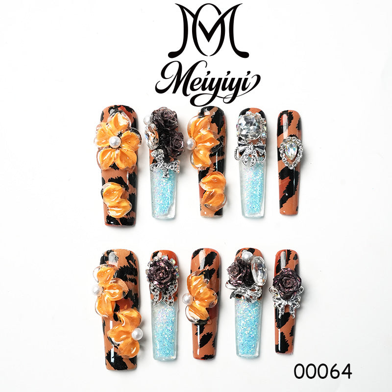00064-MYY's designer original high-end design customized luxury hand-painted wearable nail art