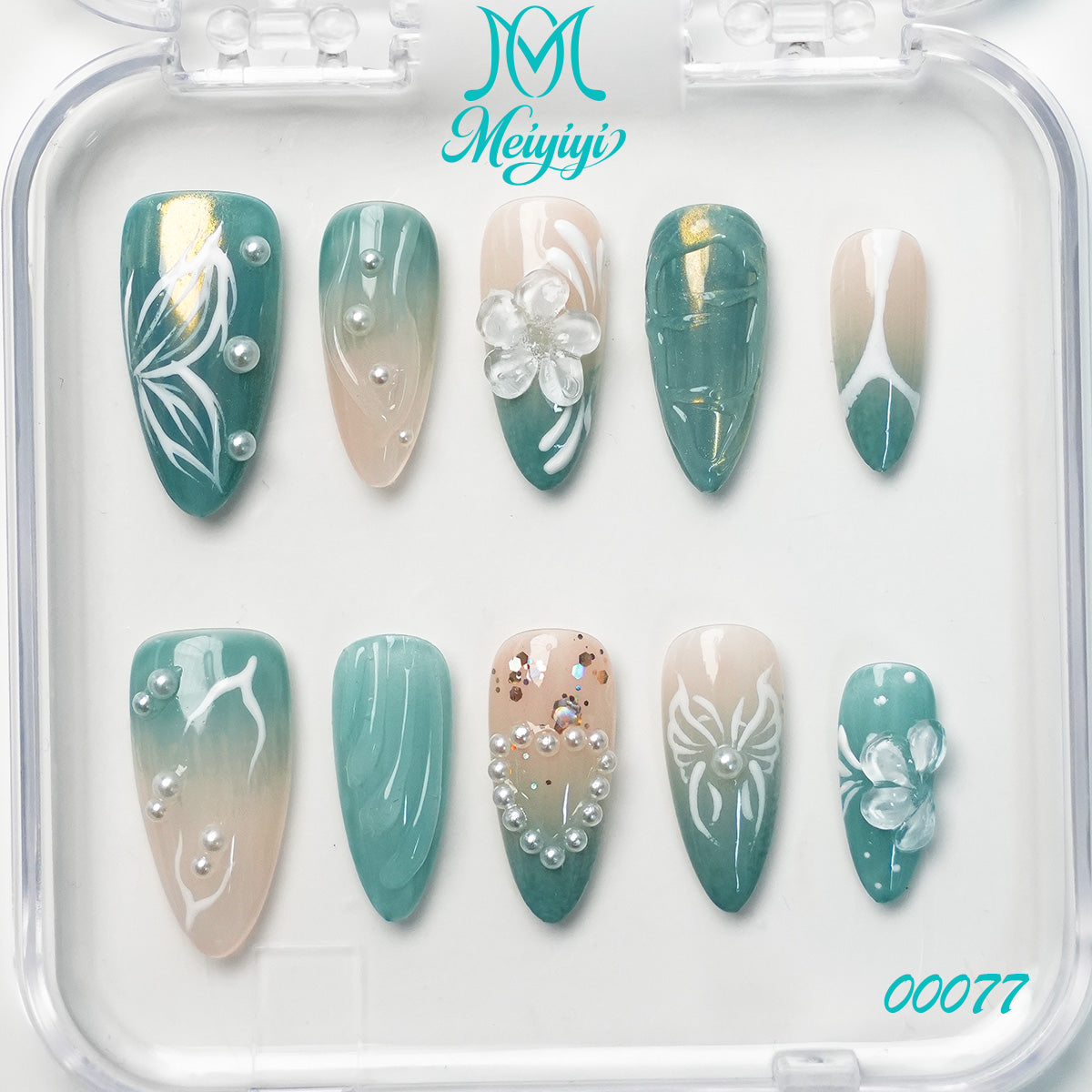 00077-MYY's designer original high-end design customized luxury hand-painted wearable nail art