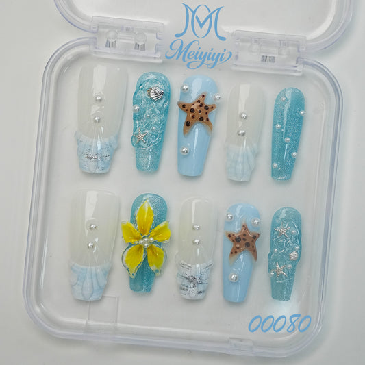00080-MYY's designer original high-end design customized luxury hand-painted wearable nail art