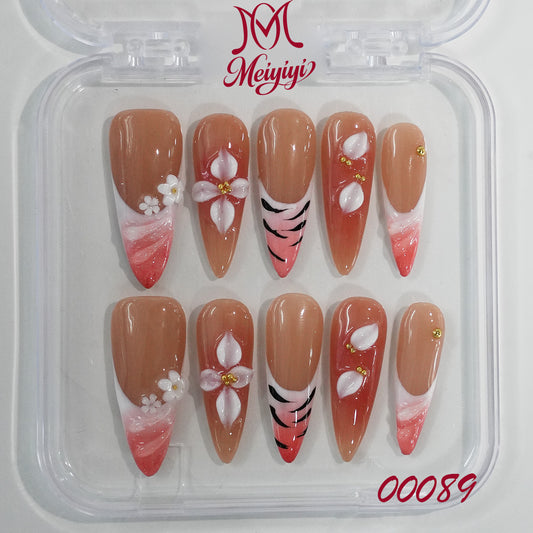 00089-MYY's designer original high-end design customized luxury hand-painted wearable nail art