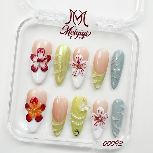 00093-MYY's designer original high-end design customized luxury hand-painted wearable nail art