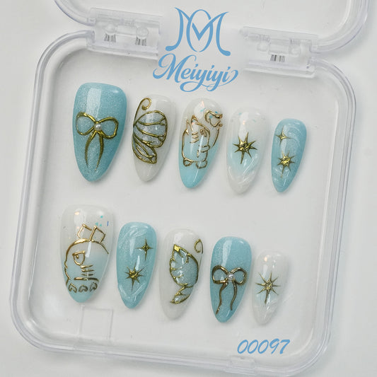 00097-MYY's designer original high-end design customized luxury hand-painted wearable nail art