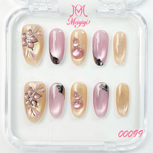 00099-MYY's designer original high-end design customized luxury hand-painted wearable nail art