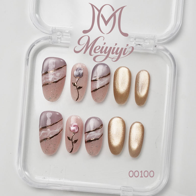00100-MYY's designer original high-end design customized luxury hand-painted wearable nail art