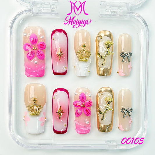 00105-MYY's designer original high-end design customized luxury hand-painted wearable nail art