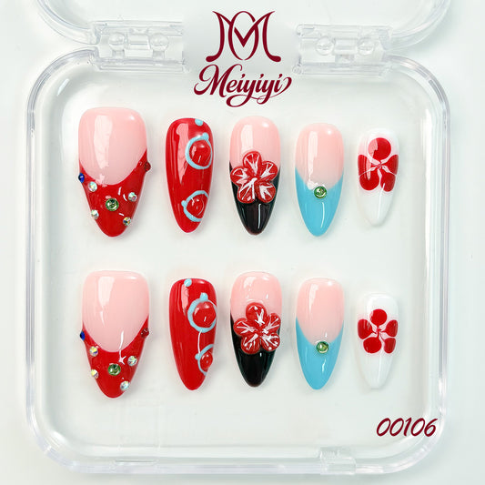 000106-MYY's designer original high-end design customized luxury hand-painted wearable nail art