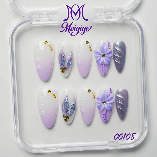 00108-MYY's designer original high-end design customized luxury hand-painted wearable nail art