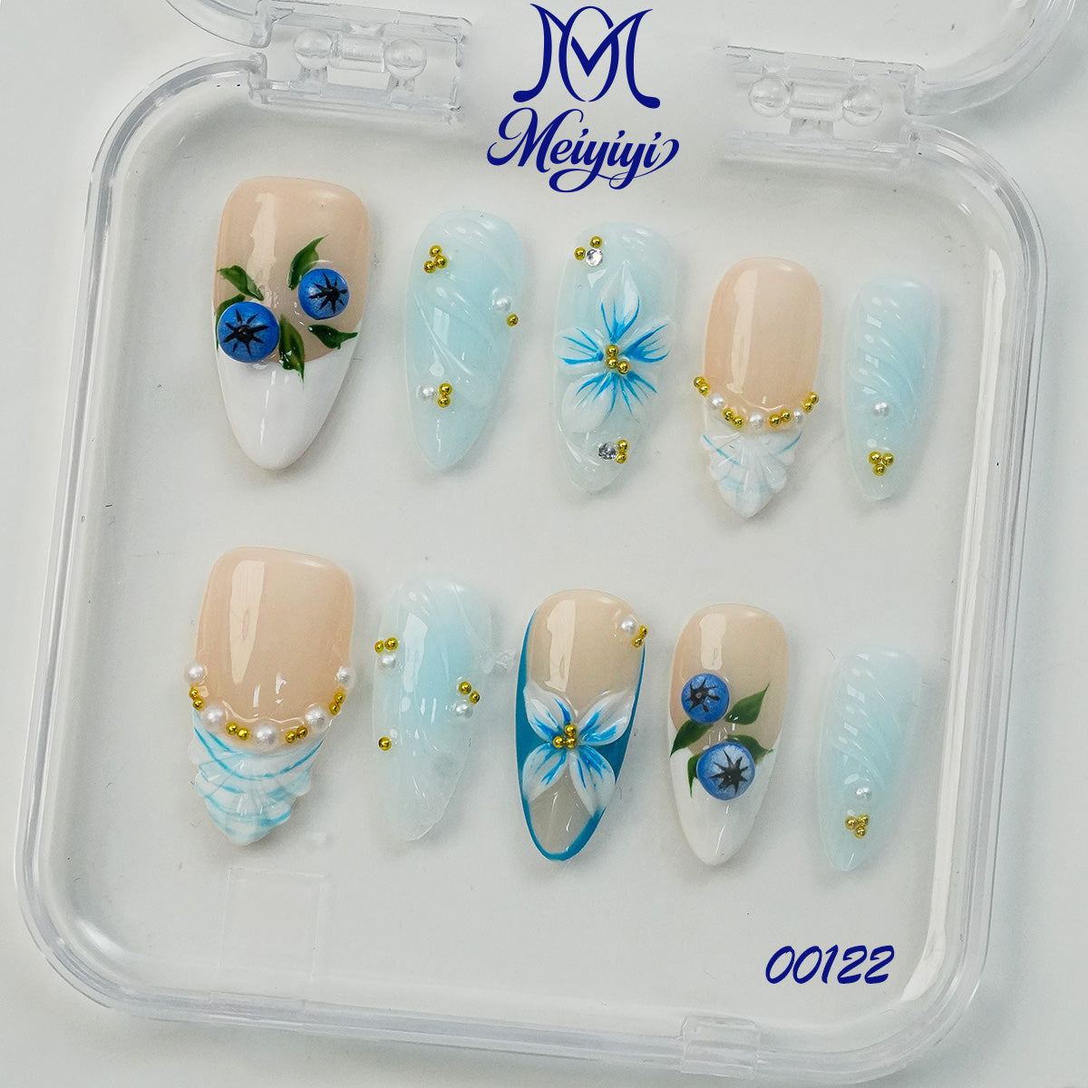 00122-MYY's designer original high-end design customized luxury hand-painted wearable nail art