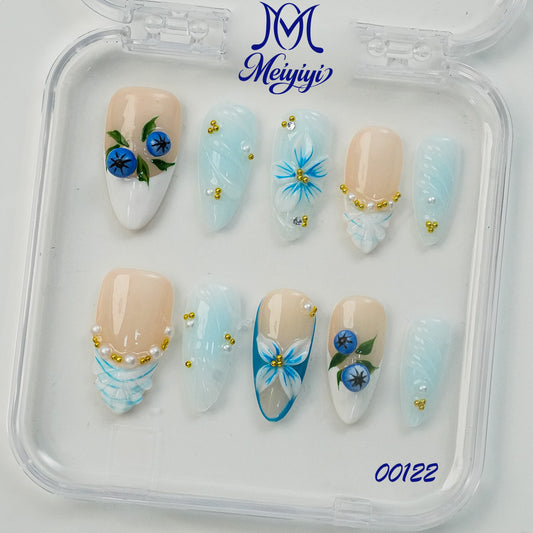 00122-MYY's designer original high-end design customized luxury hand-painted wearable nail art