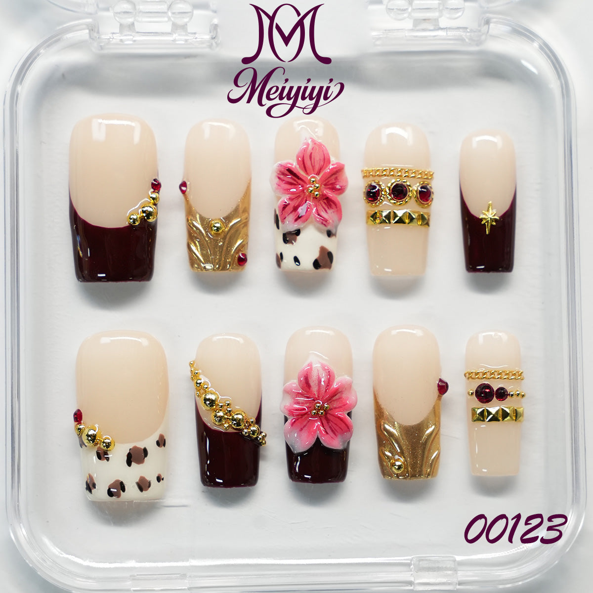 00123-MYY's designer original high-end design customized luxury hand-painted wearable nail art