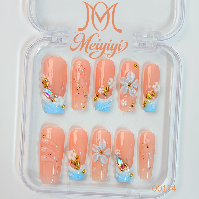 00134-MYY's designer original high-end design customized luxury hand-painted wearable nail art