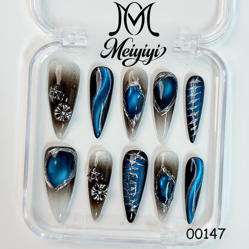 00147-MYY's designer original high-end design customized luxury hand-painted wearable nail art