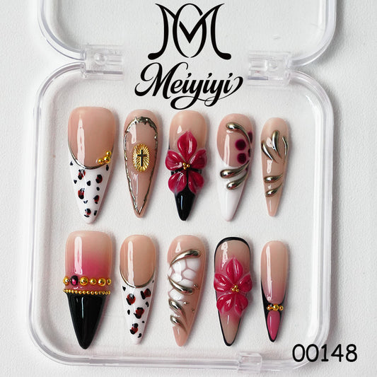 00148-MYY's designer original high-end design customized luxury hand-painted wearable nail art