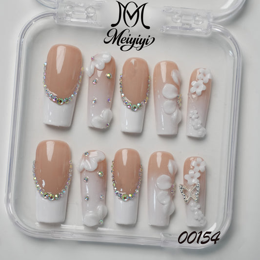 00154-MYY's designer original high-end design customized luxury hand-painted wearable nail art