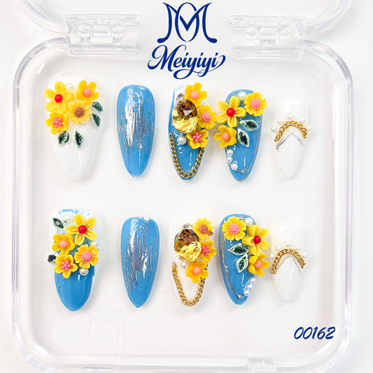 00162-MYY's designer original high-end design customized luxury hand-painted wearable nail art