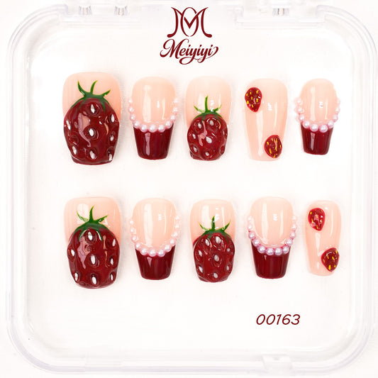 00163-MYY's designer original high-end design customized luxury hand-painted wearable nail art